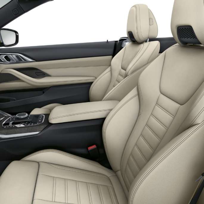 Asientos deportivos BMW Serie 4 Convertible Acabado M Sport G23 2020 Asientos deportivos con tapicería en cuero exclusivo BMW Serie 4 Convertible G23 2020 Acabado M Sport, interior