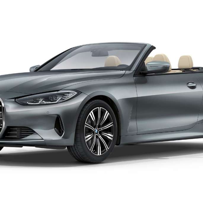 BMW Serie 4 Convertible, equipamiento de serie G23 2020, vista de tres cuartos del frontal BMW Serie 4 Convertible G23 2020, equipamiento de serie, Bluestone metalizado, vista de tres cuartos del frontal