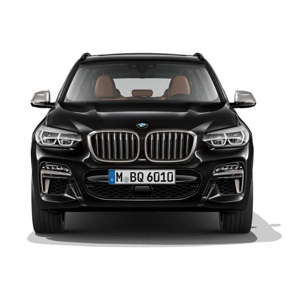 BMW X3 M40i, vista frontal. BMW X3 M40i en Black Sapphire metálico, exterior, vista frontal.