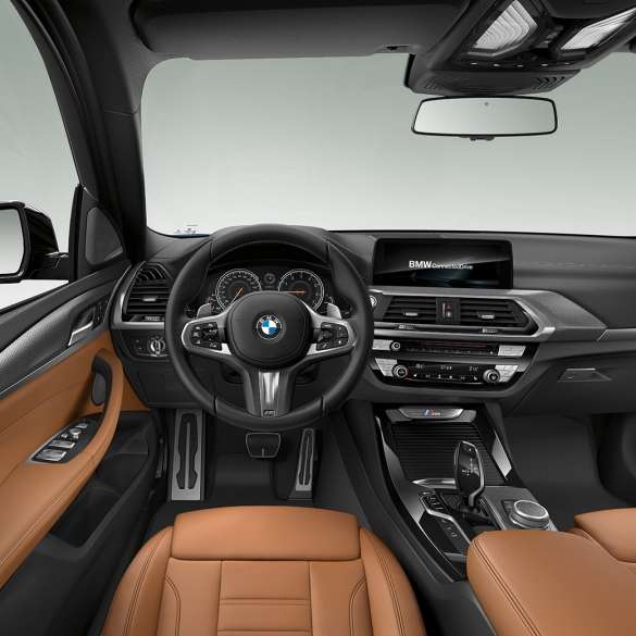 BMW X3 M40i, cabina. BMW X3 M40i, interior, cabina con volante de piel M y asientos M Sport.