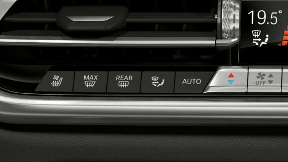 Cabina del BMW X6 con Automate My Habits. Cabina del BMW X6 con vista en los ajustes climáticos.
