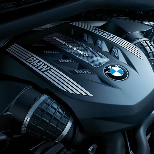 Motor del BMW X6. Vista de cerca del motor del BMW X6.