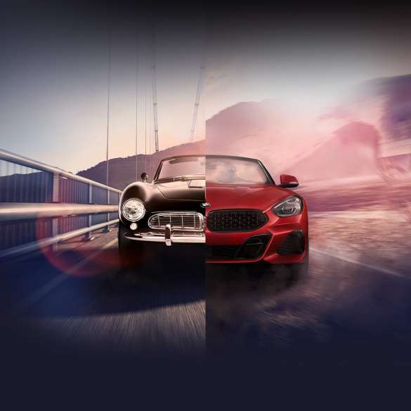 BMW 507 and Z4 Roadster Mitad de pantalla BMW 507 negro y BMW Z4 Roadster