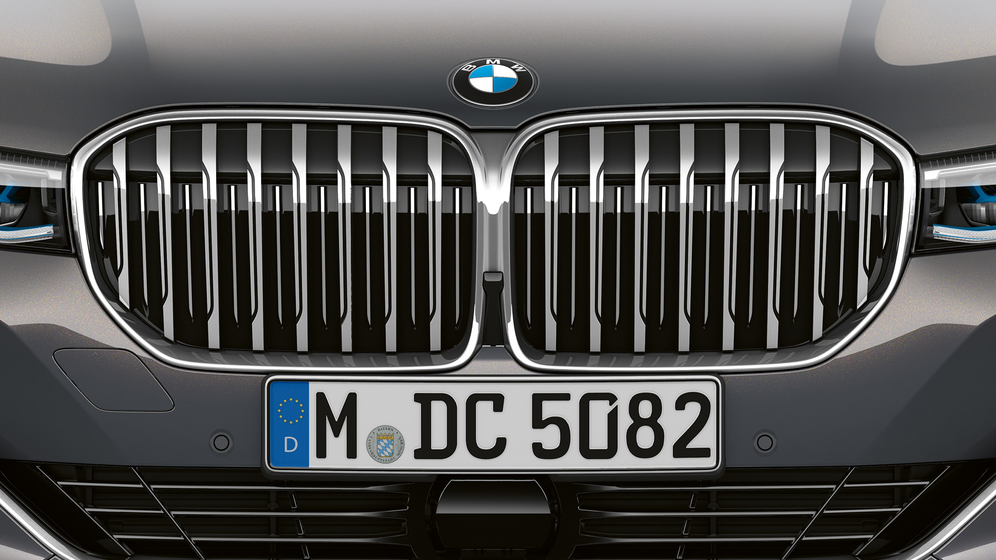 BMW Serie 7 Sedán con Diseño Exterior Pure Excellence, selector de velocidades BMW Serie 7 Sedán con Diseño Exterior Pure Excellence: Acercamiento de la parrilla de riñón BMW