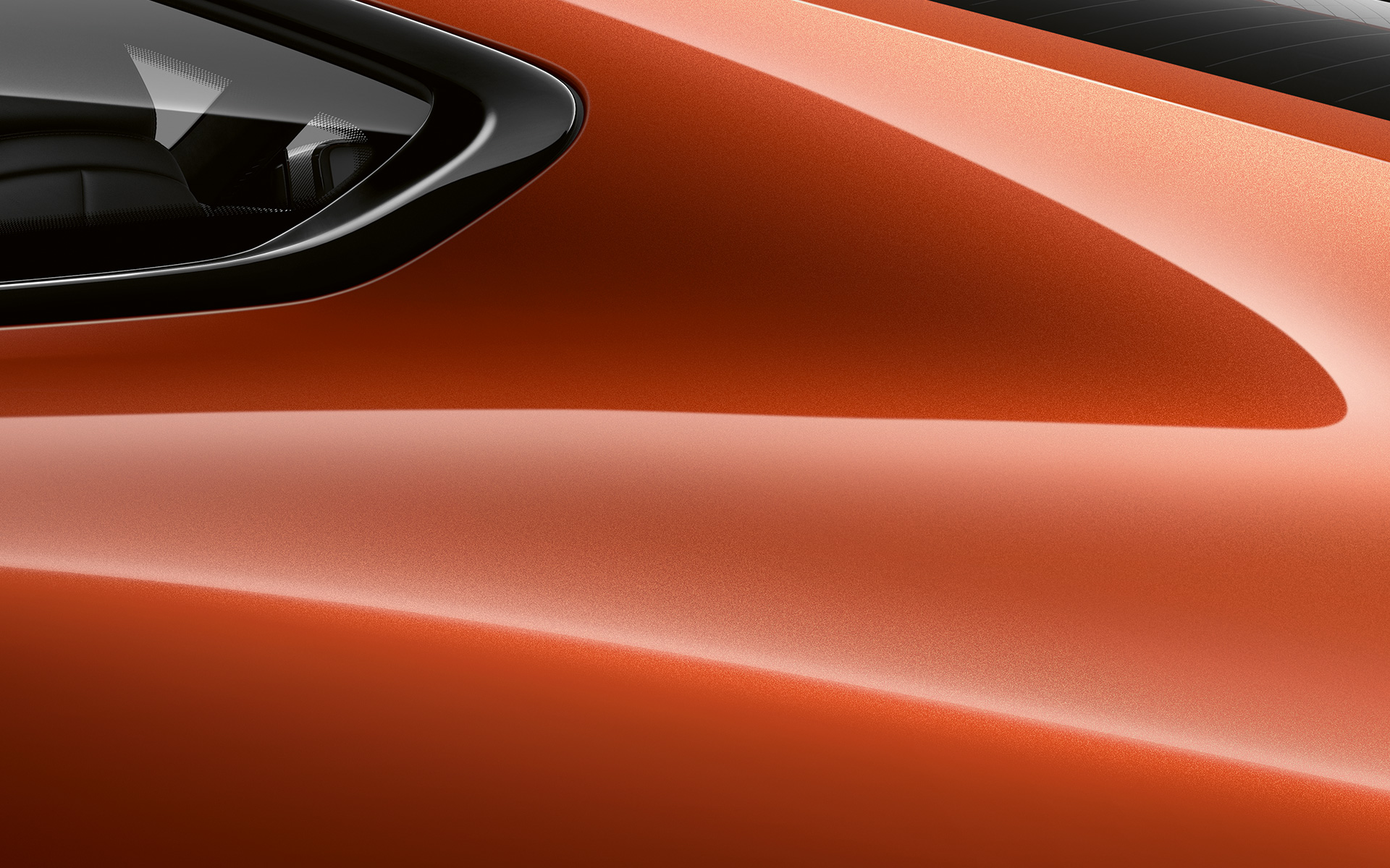 BMW Serie 8 Coupé, acercamiento del pilar C Acercamiento del pilar C del BMW Serie 8 Coupé en color Sunset Orange metalizado.
