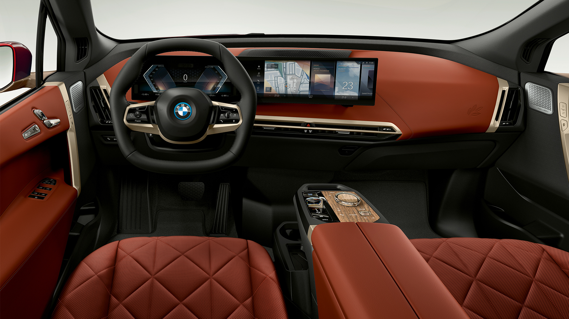 BMW iX Cabina BMW iX i20 diseño interior cabina Suite Castanea