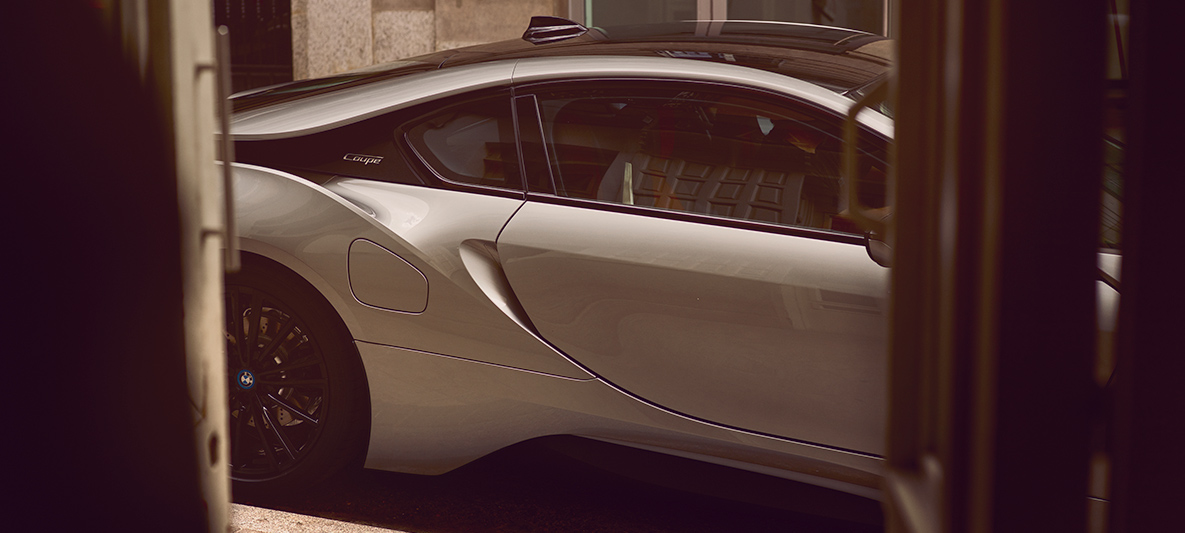 Originales puertas de ala de gaviota del i8 Coupé Diseño lateral del auto híbrido BMW i8 Coupé