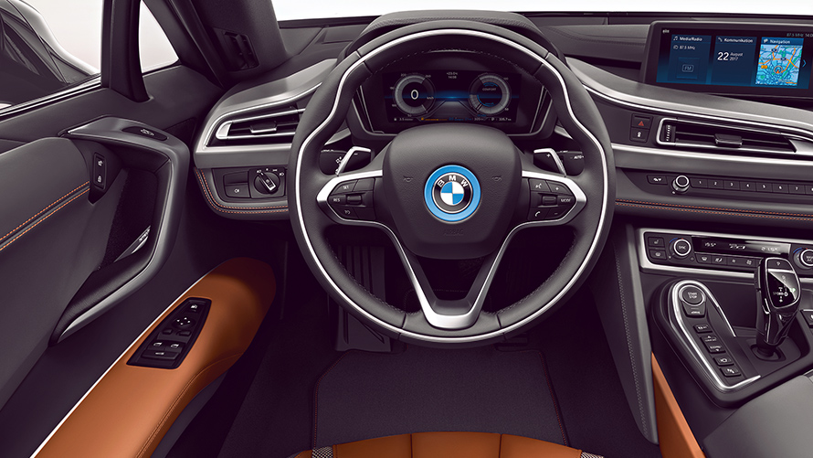 Volante del auto híbrido BMW i8