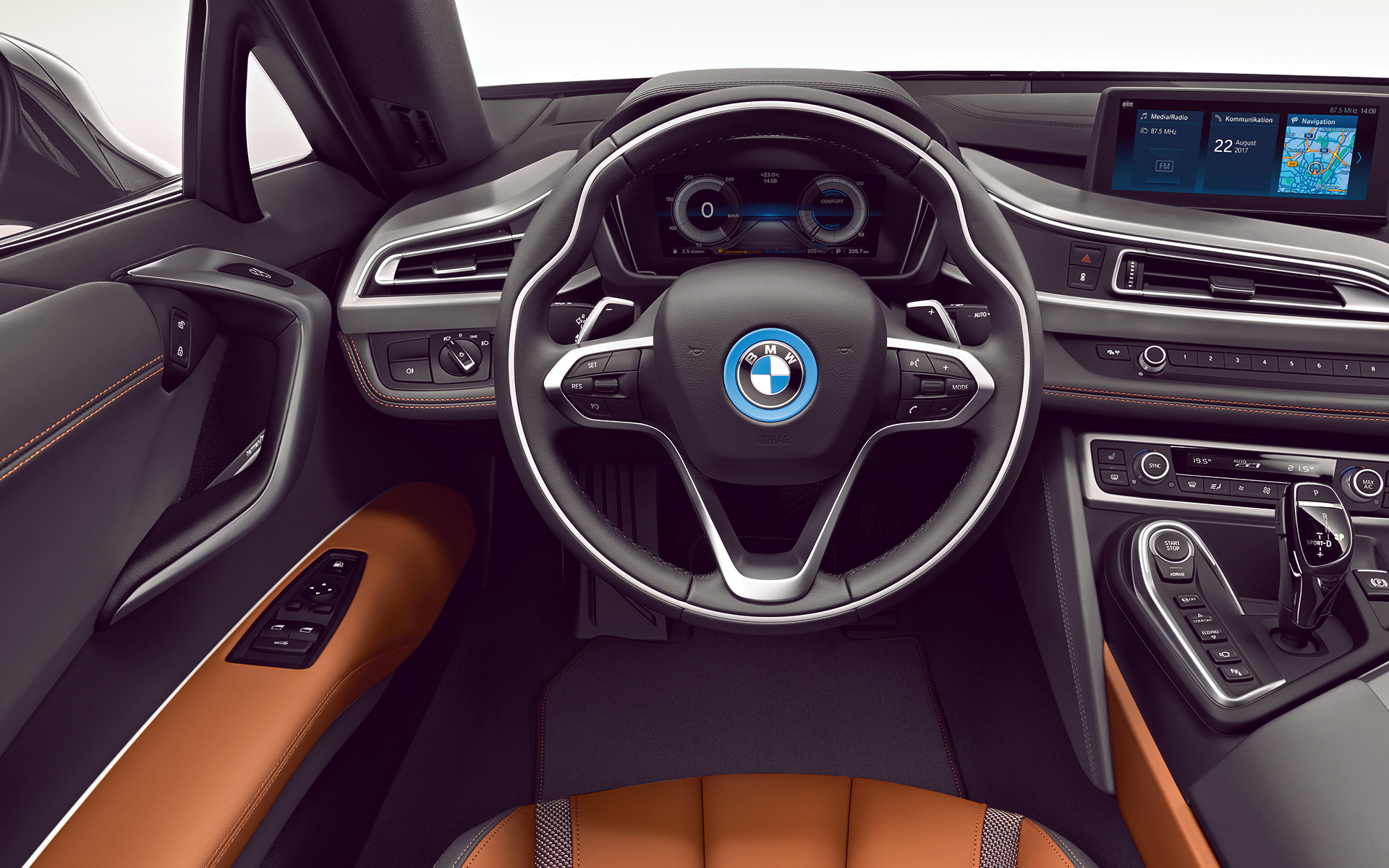 Volante del auto híbrido BMW i8