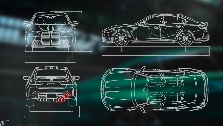 Diagrama de dimensiones del BMW M3 Berlina G80
