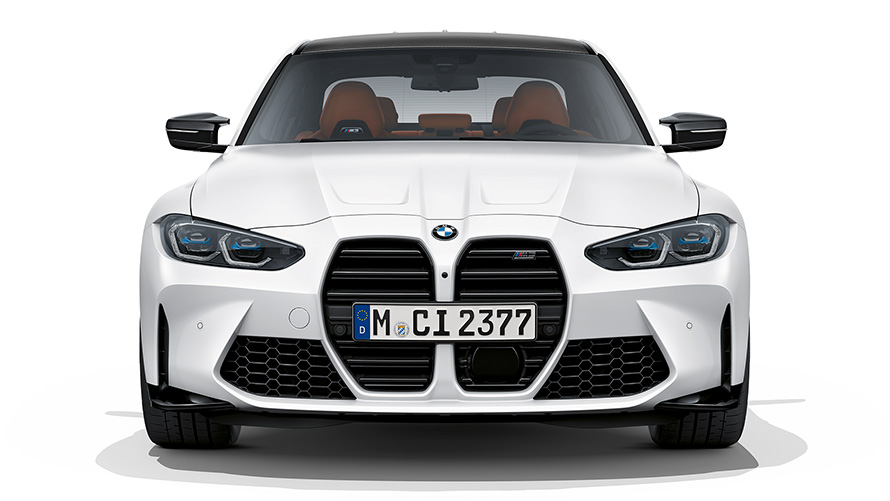 BMW M3 Competition G80 2020 Frozen Brilliant White metalizado, vista del frontal