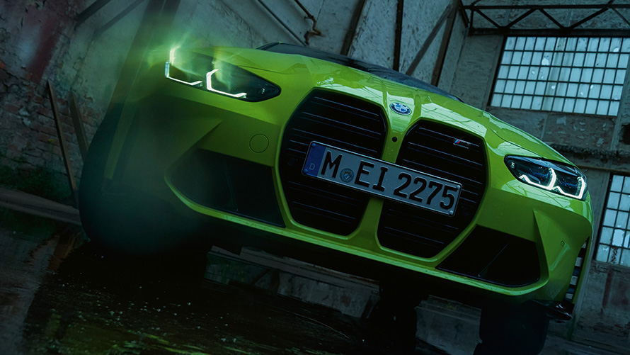 BMW M4 Competition Coupé G82 2020 Sao Paulo Gelb Vista del frontal Parrilla