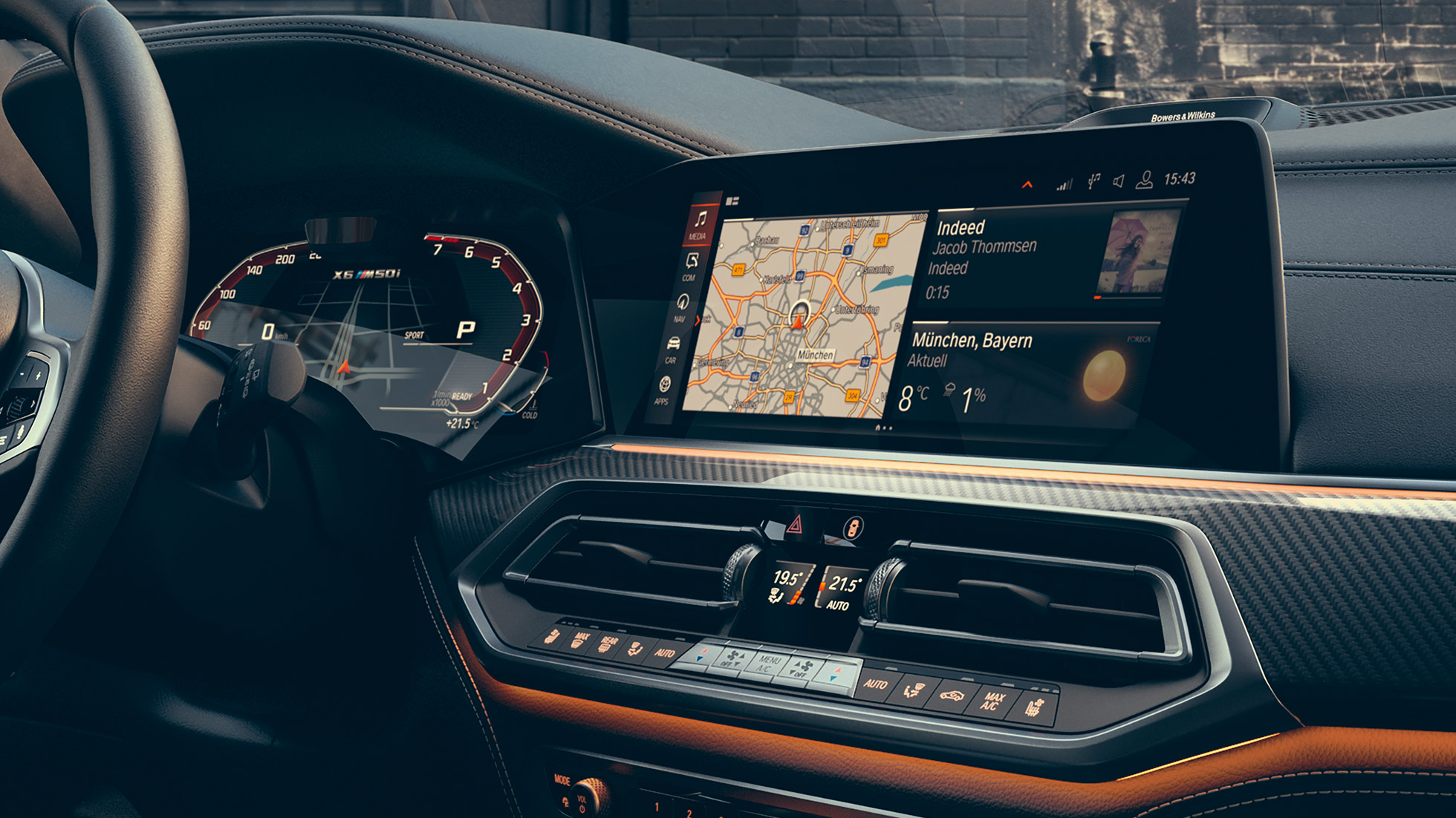BMW X6 M50i, cabina. BMW X6 M50i, cabina, vista del piloto.