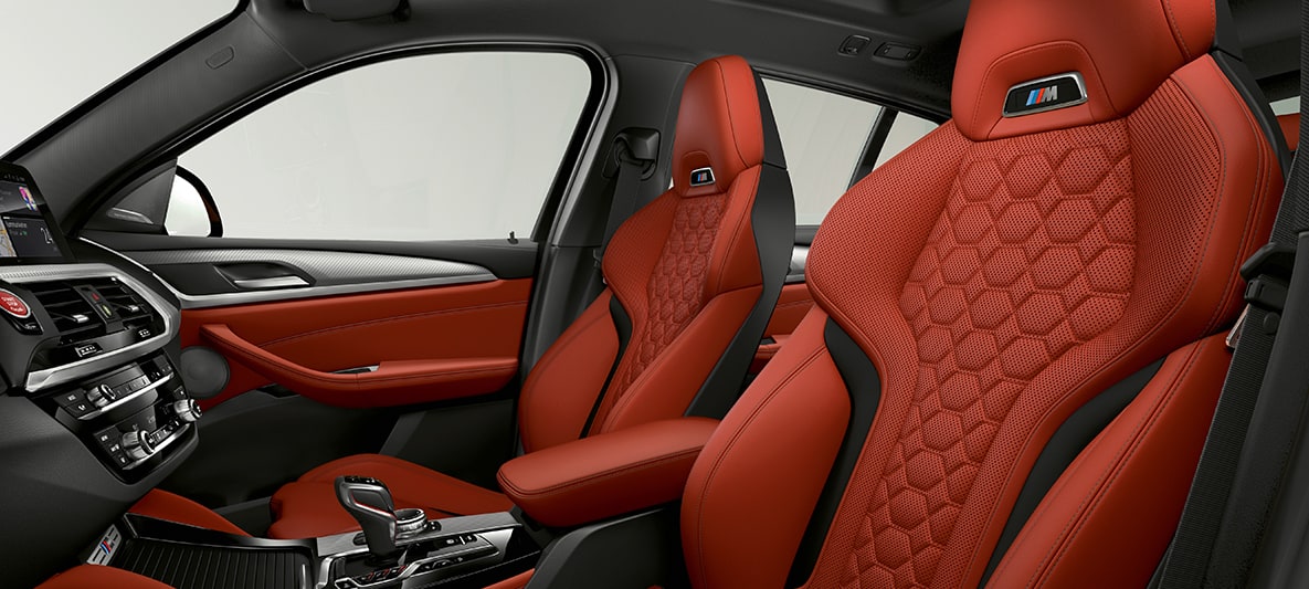 BMW X4 M, asientos deportivos en piel 'Merino' Sakhir Orange. BMW X4 M, interior, asientos deportivos en piel 'Merino' Sakhir Orange.