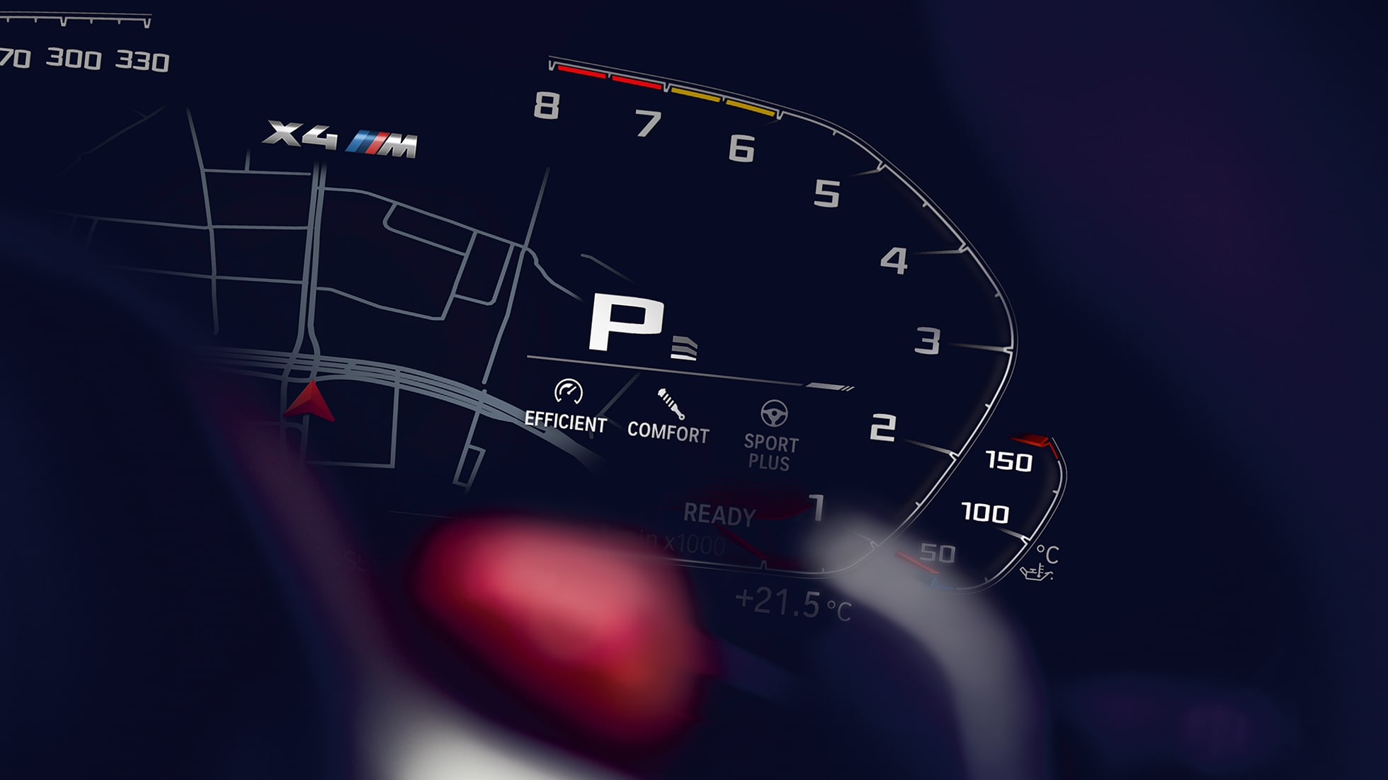 BMW X4 M Competition, tacómetro. BMW X4 M Competition, interior, panel de instrumentos con tacómetro.