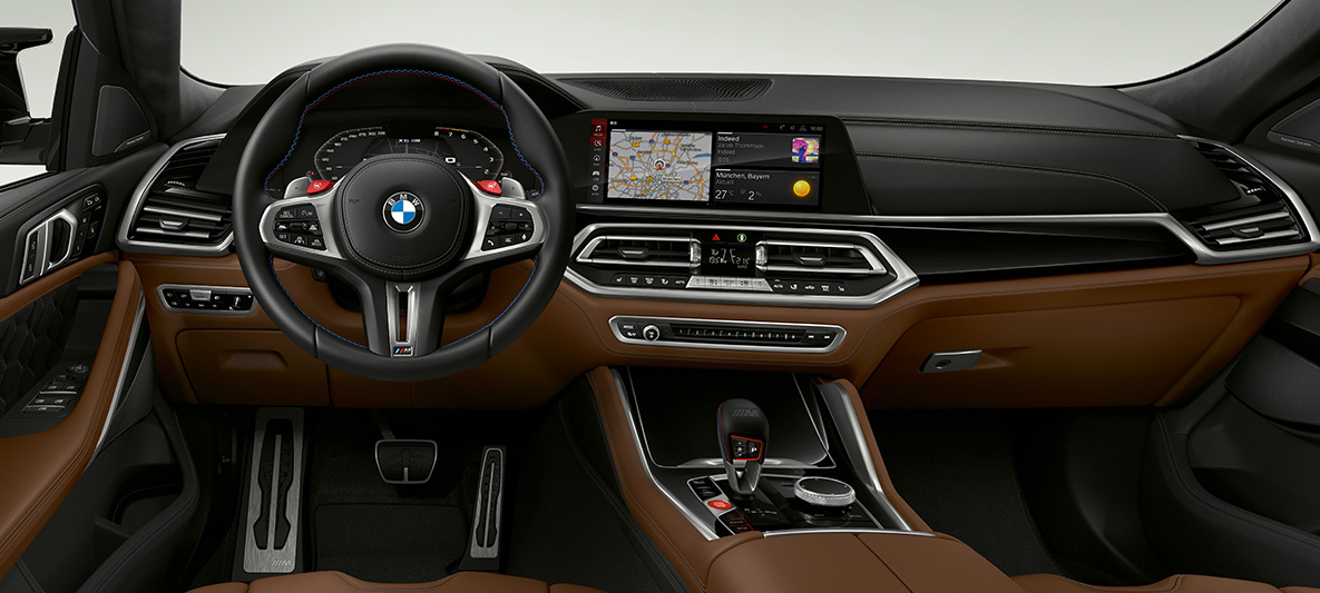 Volante M Sport de cuero BMW X6 M F96 Volante M Sport de cuero con costuras de contraste BMW X6 M F96 2020 SUV puesto de conducción