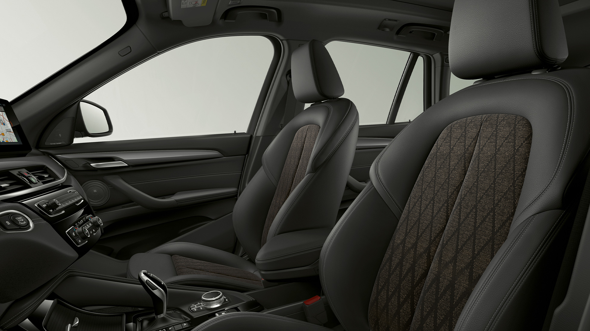 BMW X1, Modelo xLine, tapicería BMW X1, Modelo xLine, interior con enfoque en la tapicería