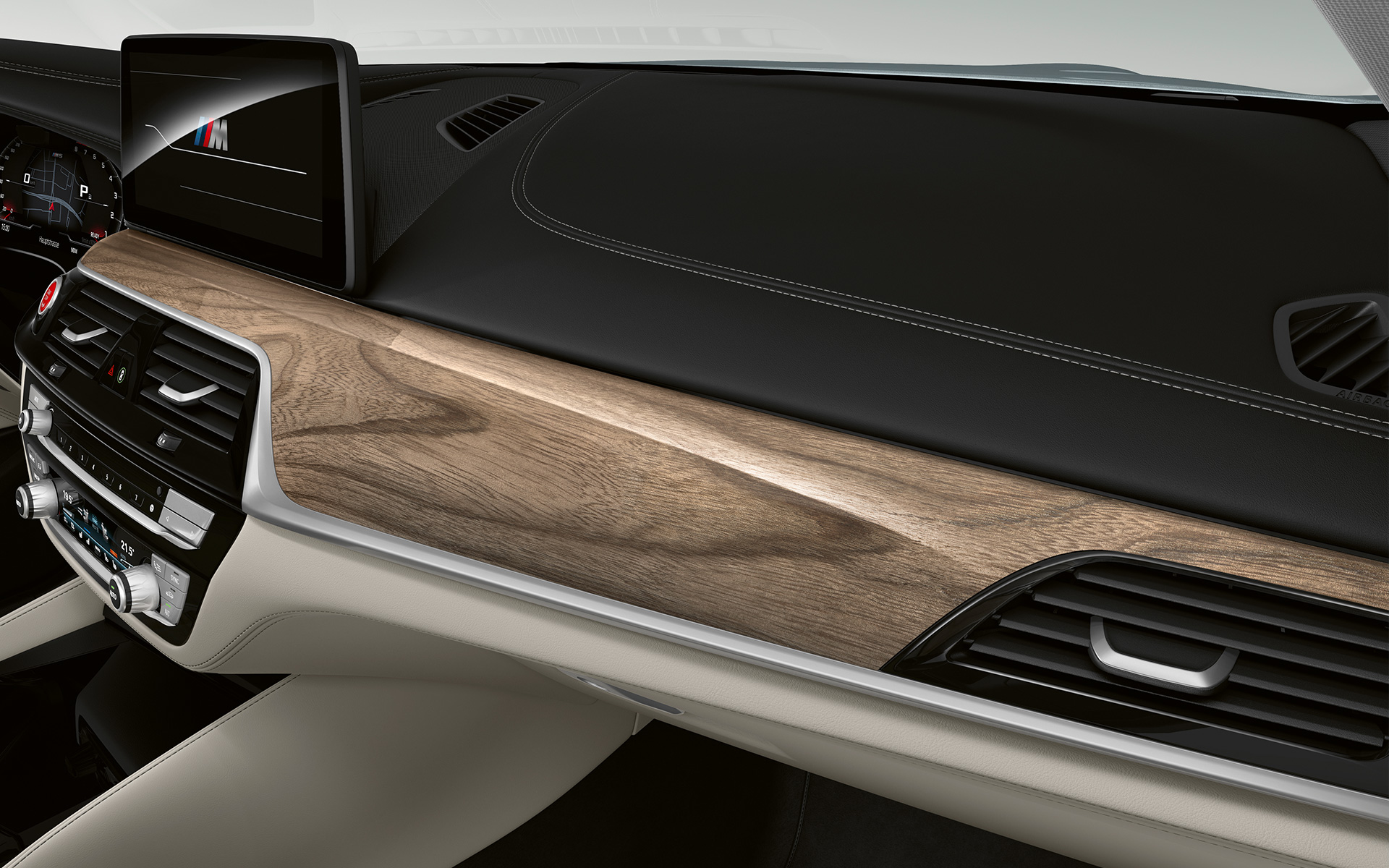 Molduras interiores de madera noble BMW Individual Sen marrón claro, primer plano BMW Individual, primer plano