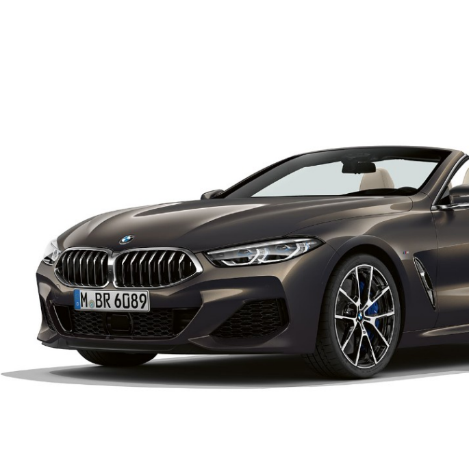 BMW M850i xDrive, Dravit Grey metalizado, vista frontal de tres cuartos. BMW M850i xDrive, Dravit Grey metalizado, vista frontal de tres cuartos.
